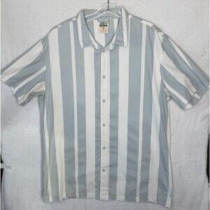 BEARDED GOAT Havana Short Sleeve Button Up Shirt Men Size XXL Blue Striped